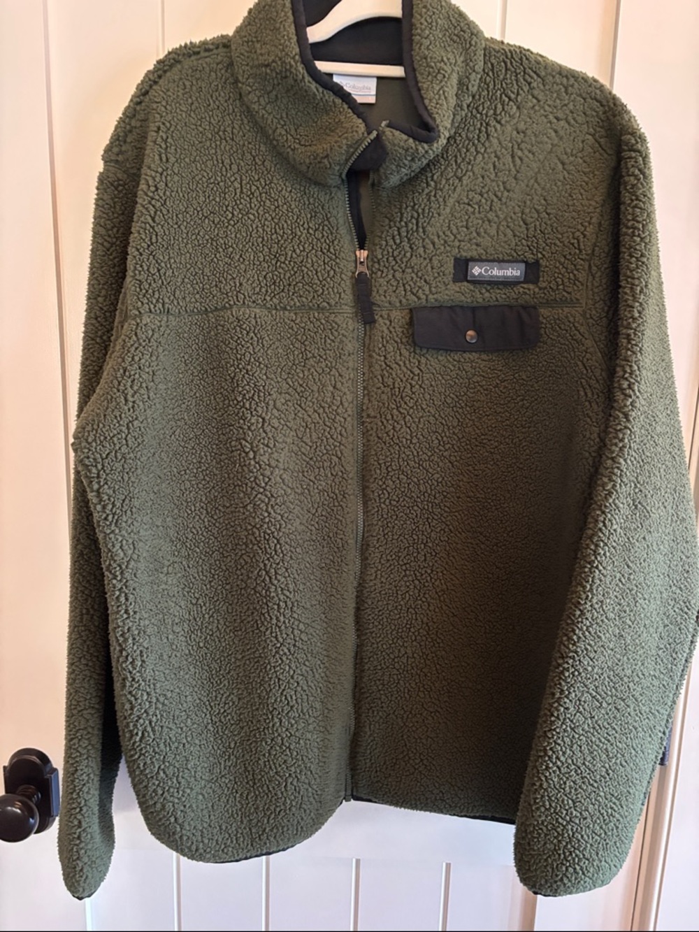 Columbia Olive Green Sherpa Half-Zip Fleece Jacket